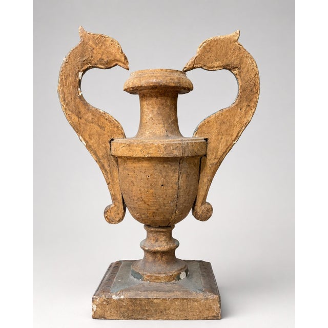 Neoclassical Monumental Italian Giltwood & Polychrome Dolphin and Floral Tole Candelabra For Sale - Image 3 of 9