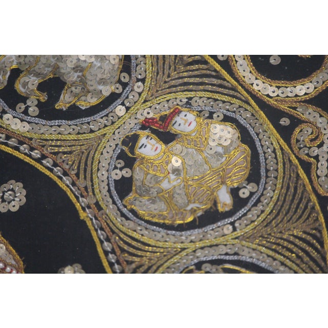Embroidered Elephant Kalaga Wall Tapestry, 1980s For Sale - Image 6 of 16