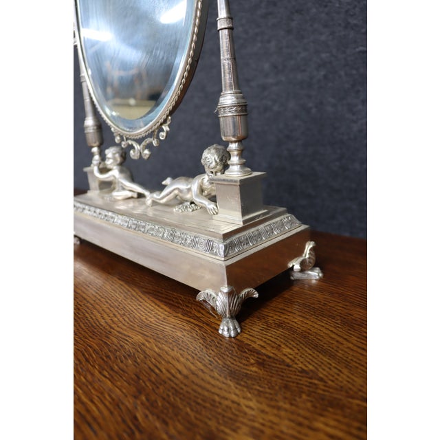 Tiffany & Co. Attributed Silverplate Cherub Vanity Mirror For Sale - Image 10 of 16