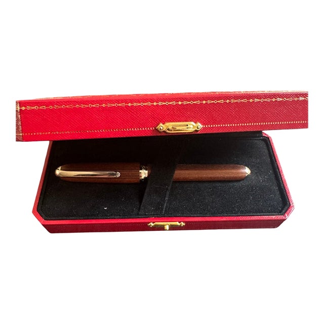 Late 20th Century Cartier Louis Cartier Transatlantique Limited Edition Kotibe Wood Fountain Pen, Boxed For Sale