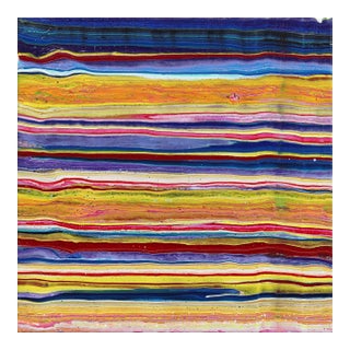 City and Color - Original Colorful Lines Abstract Acrylic Paint Artwork on Canvas by Armen Ges For Sale
