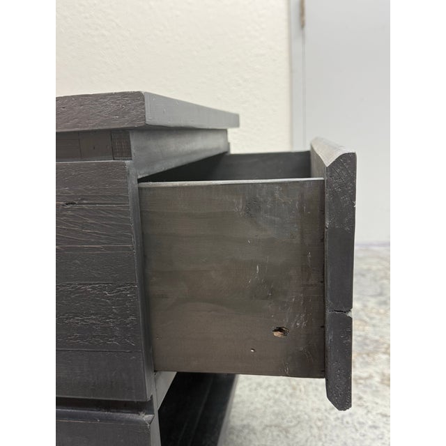 Black West Elm Plank Wood Nightstand For Sale - Image 8 of 12
