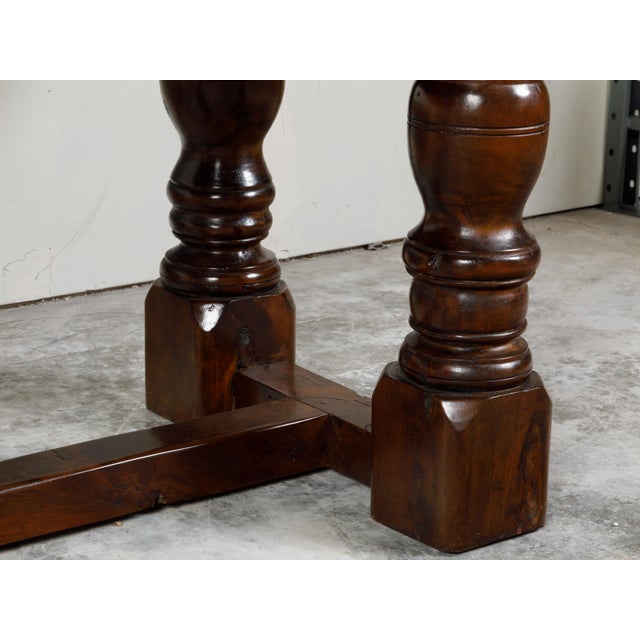 English English 19th Century Walnut Dining Table with Turned Legs and H-Form Stretcher For Sale - Image 3 of 11