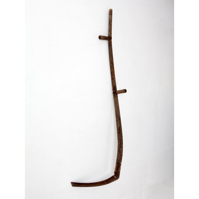 Metal Antique Wood and Iron Farm Scythe For Sale - Image 7 of 11