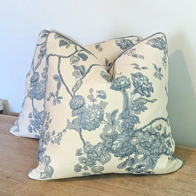 Jasper Tree of Life Pale Blue Pillows - Double Sided Pair For Sale In Greensboro - Image 6 of 7