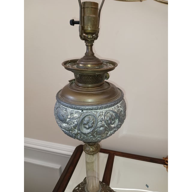 Antique Bradley & Hubbard Banquet Onyx Lamp Own a Masterpiece of Victorian Elegance: Authentic For Sale - Image 9 of 12