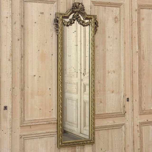 Late 19th Century 19th Century Italian Hand Carved Giltwood Louis XVI Mirror For Sale - Image 5 of 17