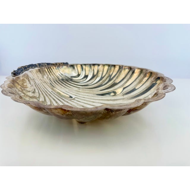 Metal Vintage Fifth Avenue Silverplate Scallop Shell Centerpiece Bowl For Sale - Image 7 of 13