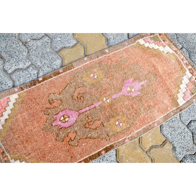 Turkish Orange Vintage Turkish Small Rug For Sale - Image 3 of 6