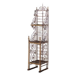 19th Century French Parisian Wrought Iron and Brass Baker’s Rack For Sale