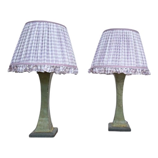 Vintage Tole Verdigris Lamps, Set of 2 For Sale