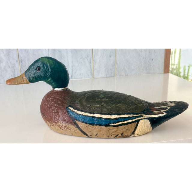 Folk Art Rustic Hand Painted Mallard Duck Decoy For Sale - Image 10 of 11