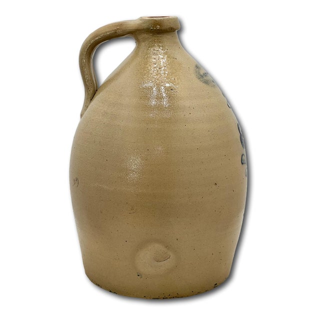 Outstanding Antique 2 Gallon Blue Flower Decorated Stoneware Jug by Burger in Rochester N. Y. Circa 1877 to 1880 For Sale - Image 15 of 18