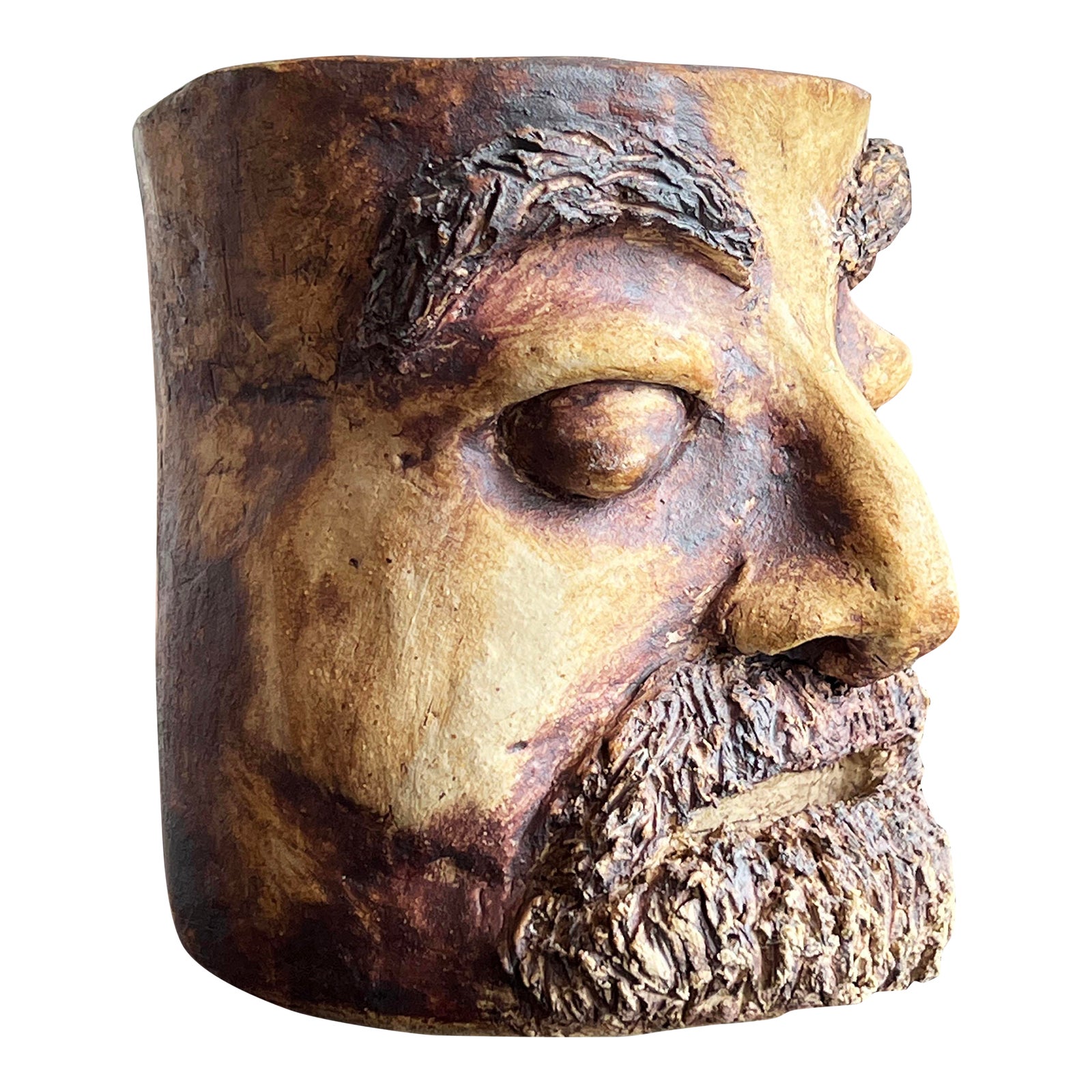 Vintage Studio Folk Art Pottery Ceramic Face / Head Vase