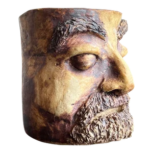 Vintage Studio Folk Art Pottery Ceramic Face / Head Vase