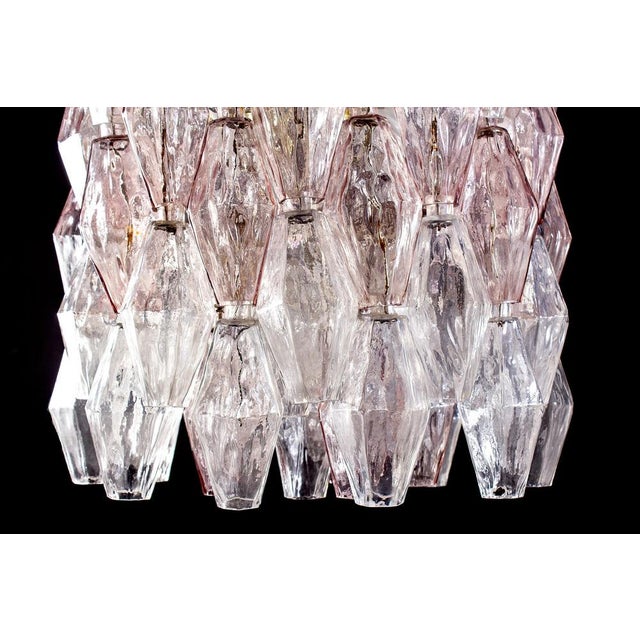 Pink and Ice Poliedri Chandelier attributed to Carlo Scarpa from Venini, 1955 For Sale - Image 6 of 15