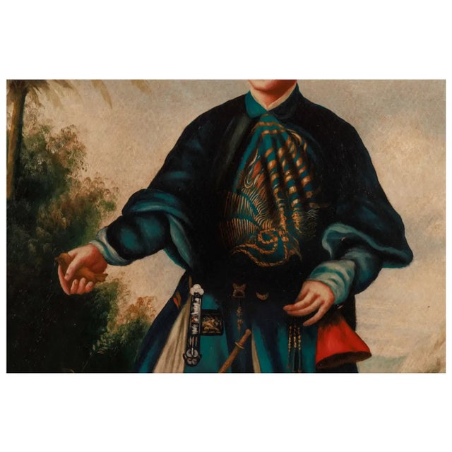 Chinese School, 19th Century Portrait Painting of an "Emperor Holding a Bird" For Sale In New York - Image 6 of 12