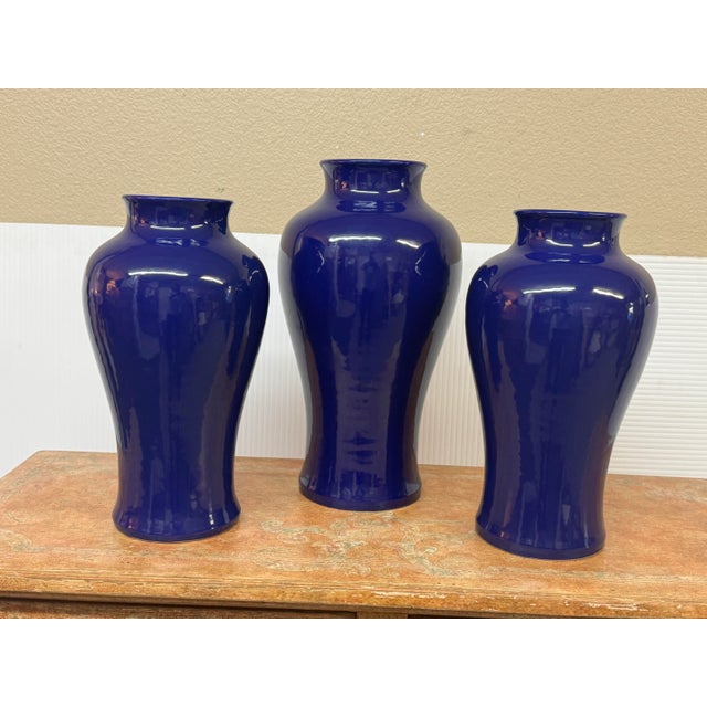 2010s Martino Interiors Short Neck Kwan-Yin Ceramic Vases, Set of Three For Sale - Image 5 of 11