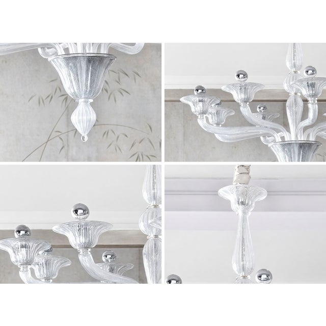 Metal Custom Contemporary Italian 8-Arm Seeded Murano Glass Chandelier With Silver Accents For Sale - Image 7 of 10