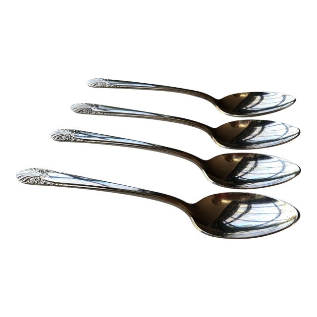 1930's Crown Silver Plated "Radiance" Pattern Tea Spoons- Set of 4 For Sale