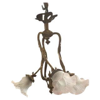 Art Nouveau Bronze Ceiling Lamp For Sale