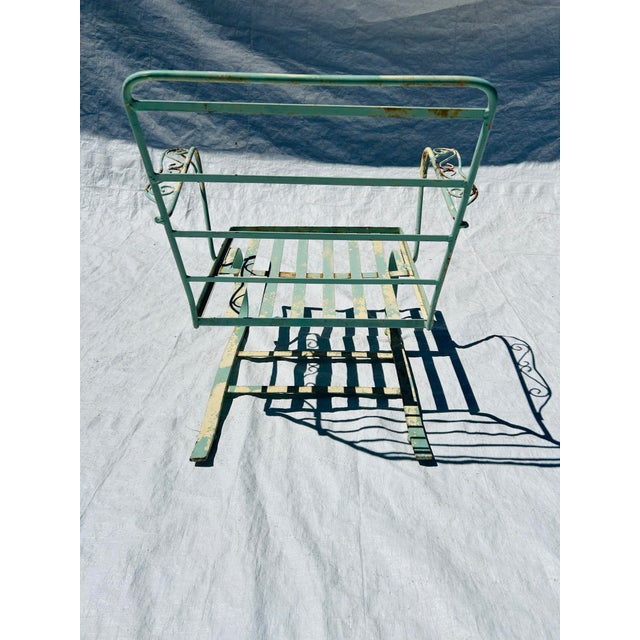1970s 70's Midcentury Wrought Iron Patio / Outdoor Rocker Bouncer Club Chair For Sale - Image 5 of 6