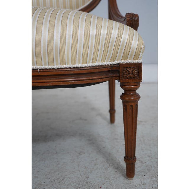 Vintage French Louis XVI Carved Walnut Parlor Chairs For Sale - Image 9 of 18