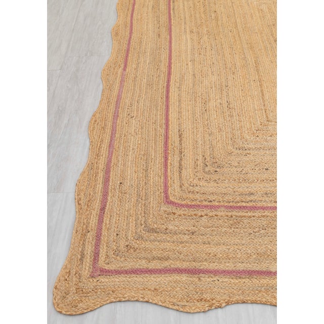 Tan Pink Natural Jute Wave Scallop Rug 3x5 Ft. For Sale - Image 8 of 12