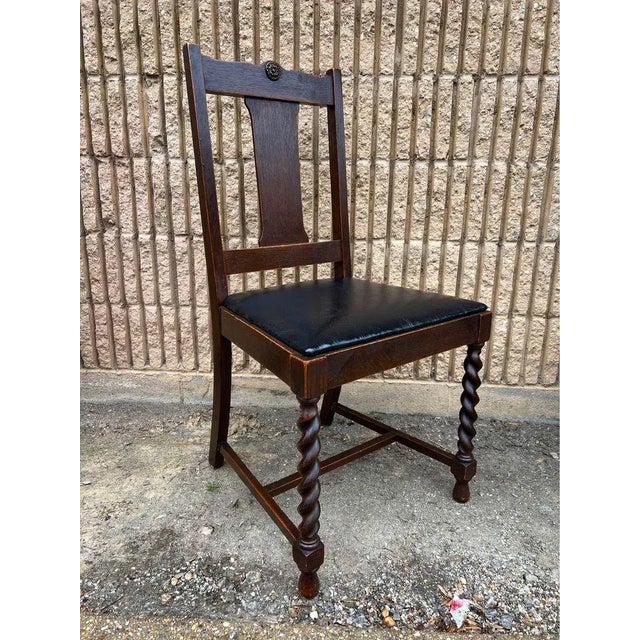 Brown Early 20th Century Set of 6 William and Mary Style Oak Dining Chairs For Sale - Image 8 of 13