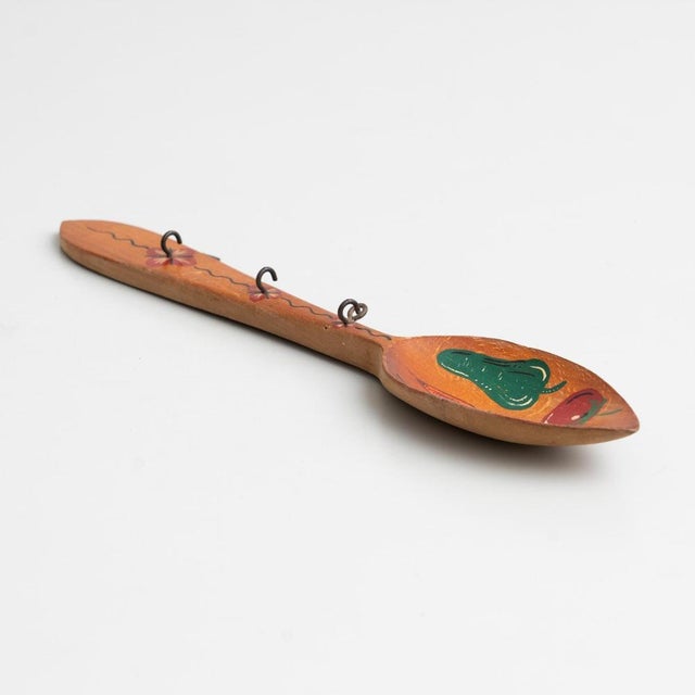 Traditional Rustic Wood Hand Painted Spoon Artwork from Spain, 1970s For Sale - Image 11 of 16