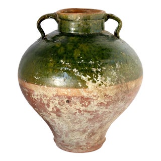French Green Glazed Confit Pot For Sale