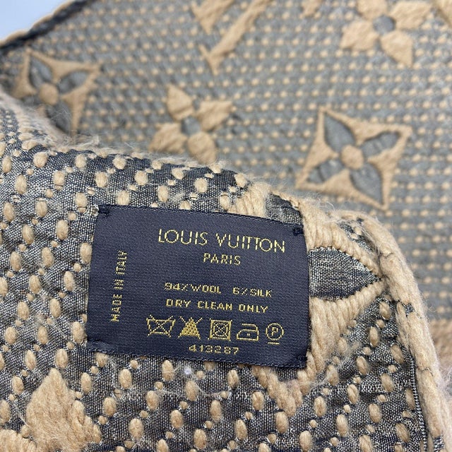 Late 20th Century Louis Vuitton Thick Wool & Silk Blend Brown Scarf For Sale - Image 5 of 9