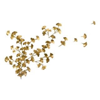 Brilliant Gold Ginkgo Wall Sculpture For Sale