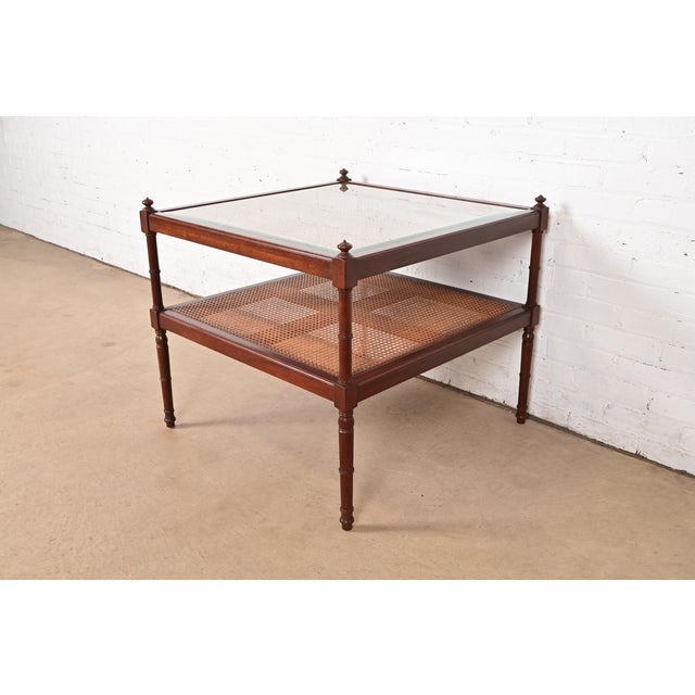 Baker Furniture Company Baker Furniture Regency Mahogany and Cane Two-Tier Coffee Table For Sale - Image 4 of 10