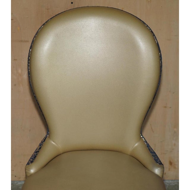 English Elm Hall Chairs with Damask Upholstery, Set of 2 For Sale - Image 13 of 18