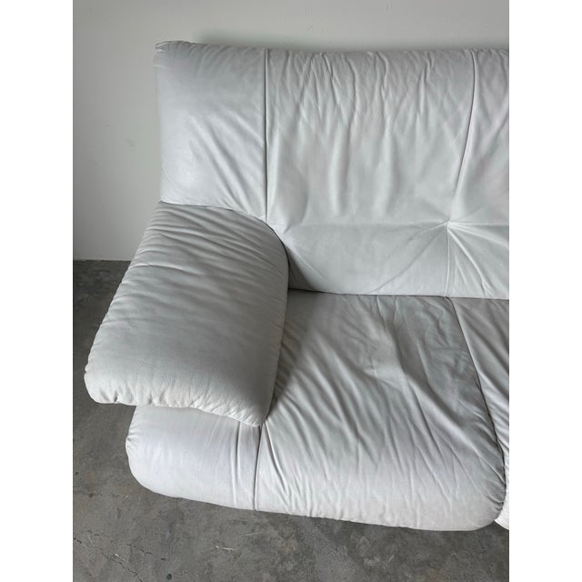1980s Natuzzi Italian Postmodern White Leather Sofa For Sale - Image 5 of 12
