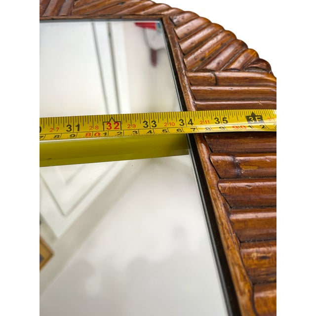 Vintage 1970s Sculptural Bent Split Reed Wood Coffee Table With Mirrored Center — In the Style of Gabriella Crespi For Sale - Image 10 of 11