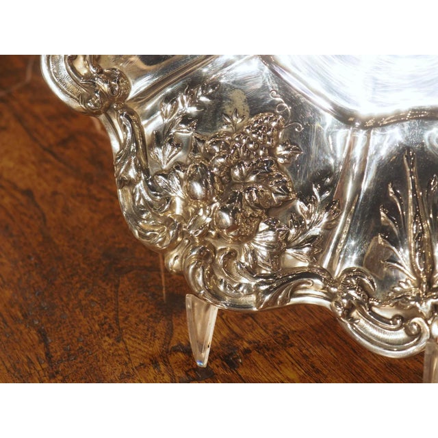 Pair of Scalloped Sterling Silver Platters With Repousse Fruit Motifs For Sale - Image 11 of 13