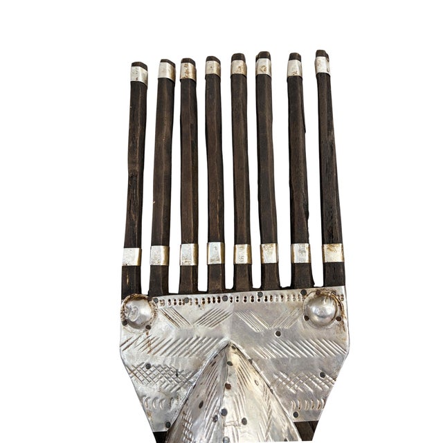1980s African Bamana Ntomo Marka Mask W/ Aluminum 22.5" H For Sale - Image 5 of 9