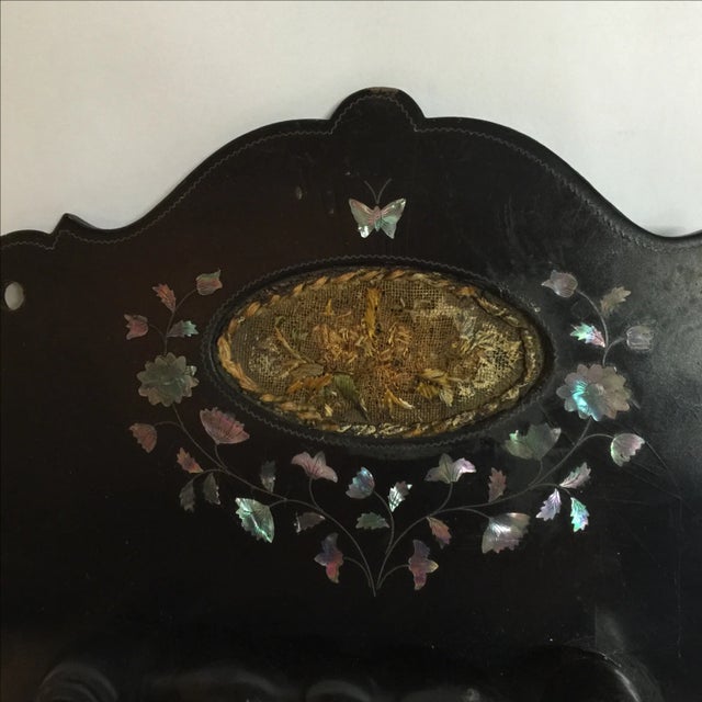 Folk Art Wall Rack Mother of Pearl and Embroidery For Sale - Image 4 of 7