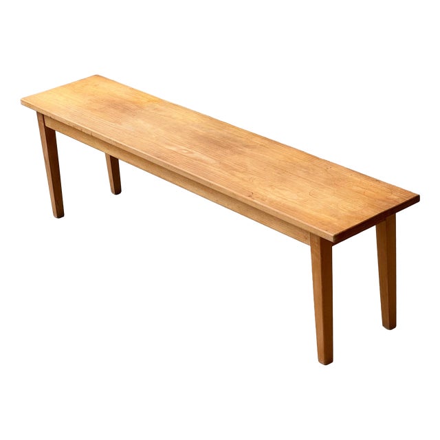 Vintage Wooden Bench with Seat in Beech, 1970s For Sale