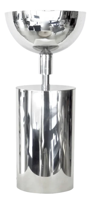 1970s French Chrome-Plated Brass Sculptural Oval Table Lamp