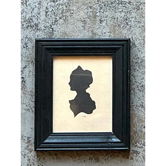 Vintage Silhouette Portrait in Black Frame For Sale - Image 4 of 12