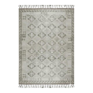 9x12 Gray Hand-Knotted Wool Diamond Repeat Geometric Modern Carpet Rug For Sale
