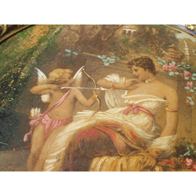 Wood Art Nouveau Wall Paintings with Floral Brass Frames, 1890s-1910s, Set of 2 For Sale - Image 7 of 18