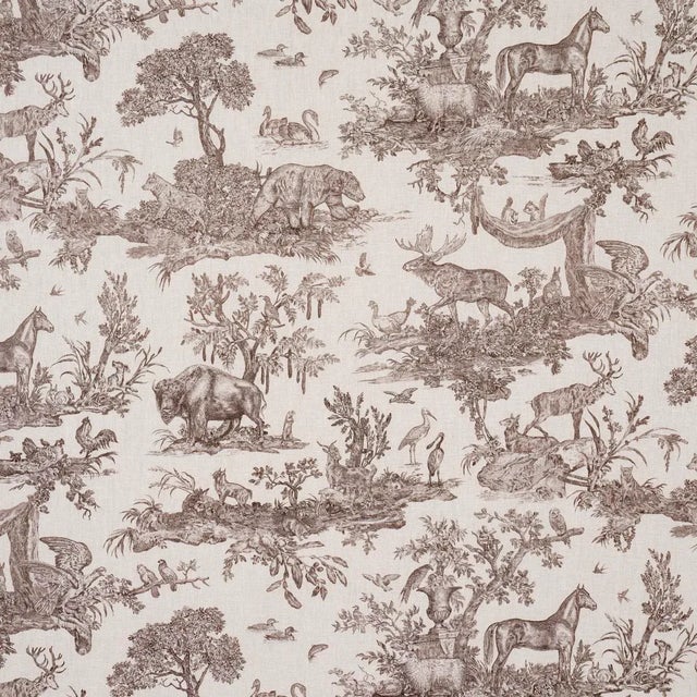 SAMPLE - Schumacher Western Toile Fabric In Sepia For Sale