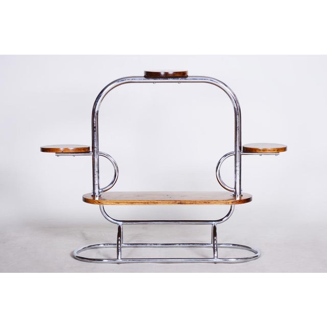 Bauhaus Flower Stand in Oak & Chrome, Czech, 1930s For Sale - Image 14 of 15