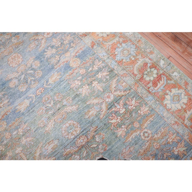Light Blue Green Antique Persian Mahal Gallery Size Rug - 6' x 11'9" For Sale - Image 4 of 18