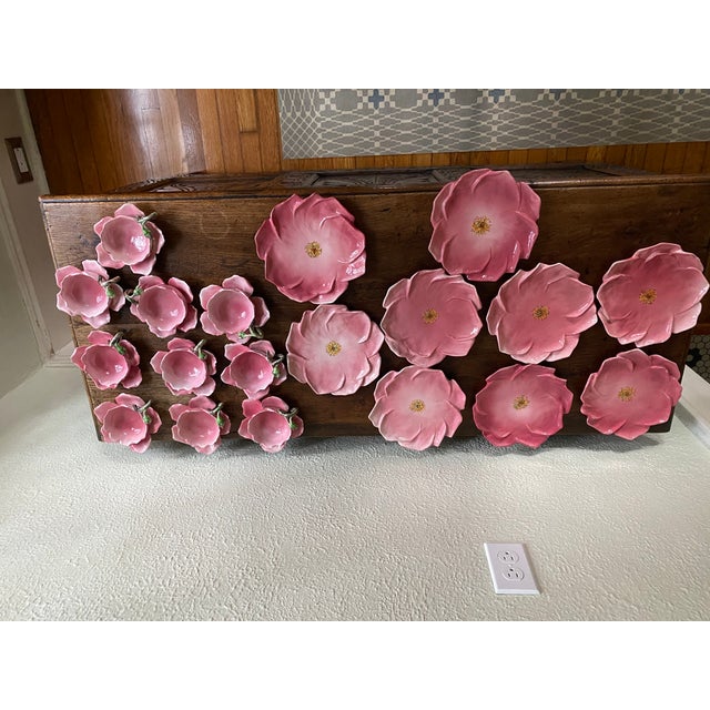 Vintage Handmade Italian Rose Tea Cup & Dessert Plates Set- 19 Pieces For Sale - Image 13 of 13