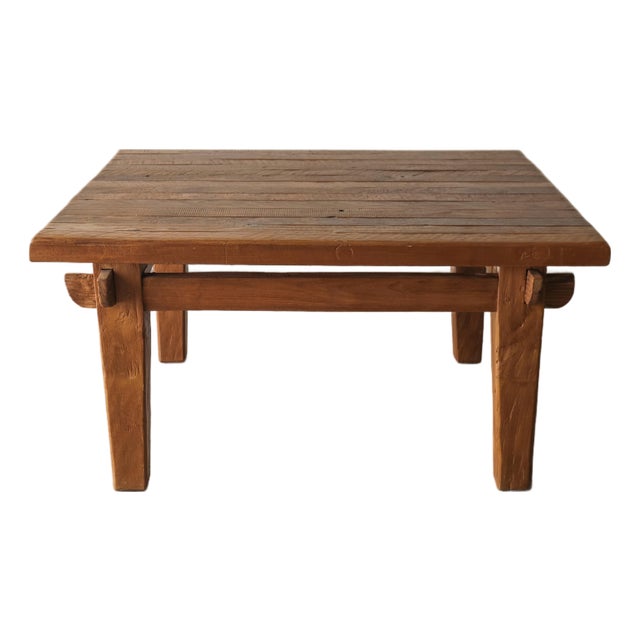 Rustic European Oak Square Coffee Table For Sale